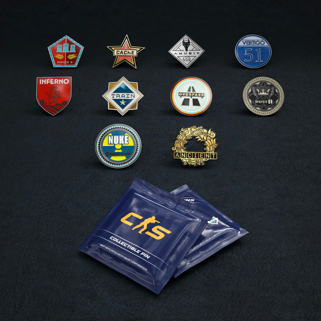 all ten cs2 map pins with two sealed packs